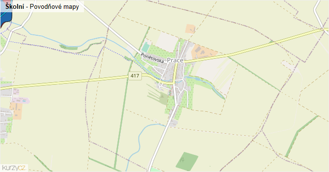 Školní - záplavové mapy stoleté vody