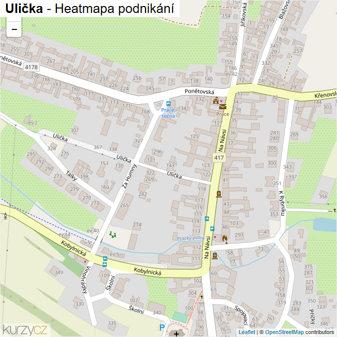 Mapa Ulička - Firmy v ulici.