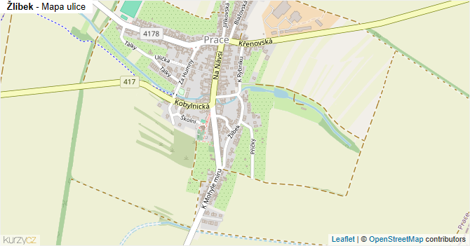 Žlíbek - mapa ulice