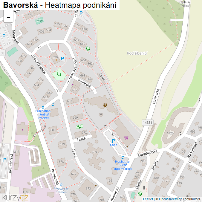 Mapa Bavorská - Firmy v ulici.