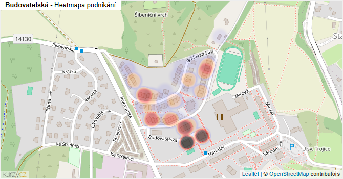 Budovatelská - mapa podnikání