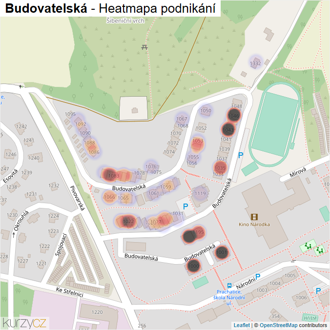 Mapa Budovatelská - Firmy v ulici.