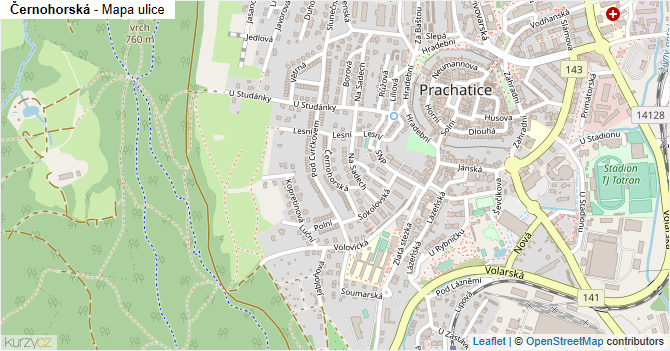 Černohorská - mapa ulice