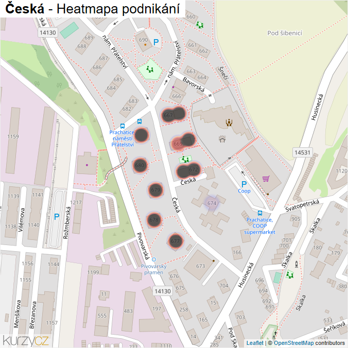 Mapa Česká - Firmy v ulici.