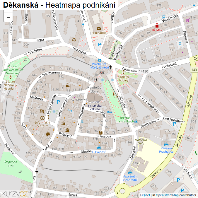 Mapa Děkanská - Firmy v ulici.