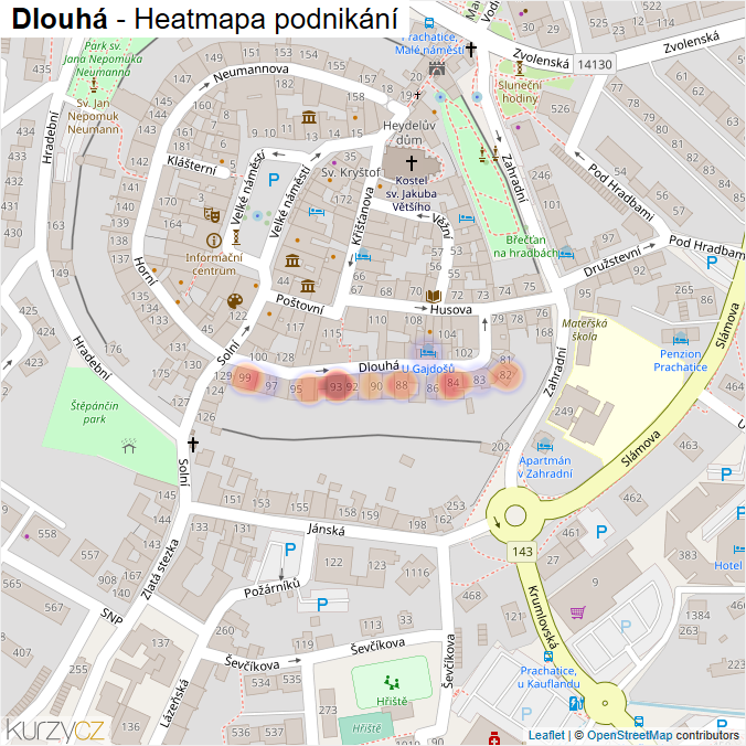 Mapa Dlouhá - Firmy v ulici.