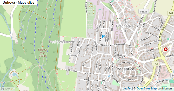 Duhová - mapa ulice