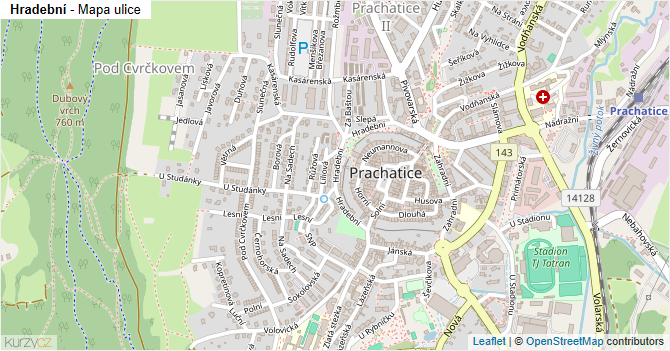 Hradební - mapa ulice