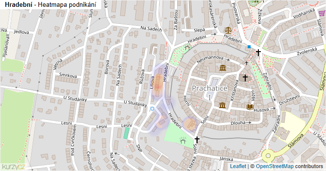 Hradební - mapa podnikání