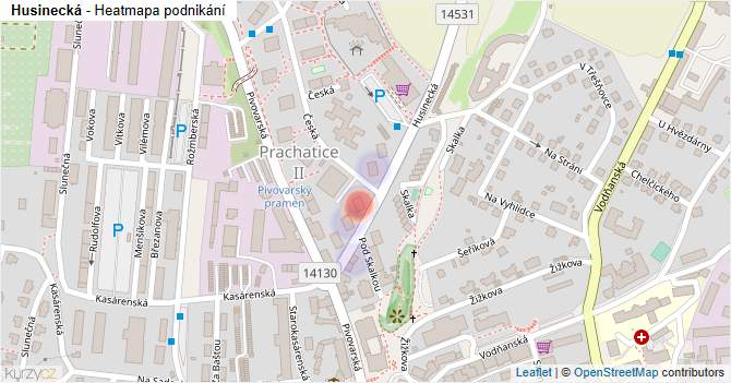 Husinecká - mapa podnikání