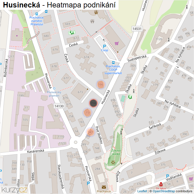 Mapa Husinecká - Firmy v ulici.