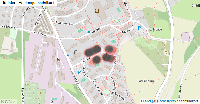 Italská - mapa podnikání
