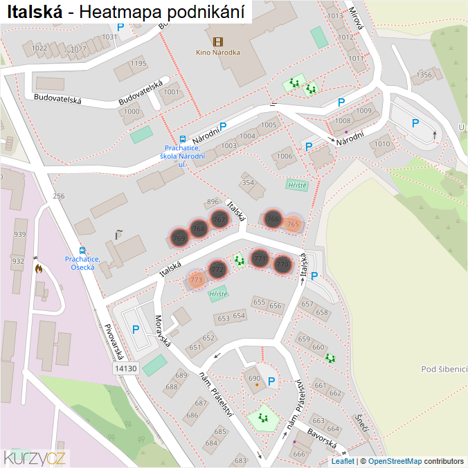 Mapa Italská - Firmy v ulici.