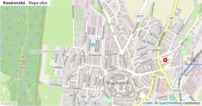 Kasárenská - mapa ulice