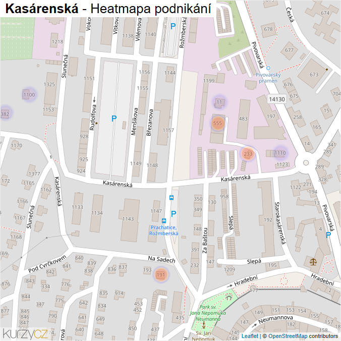 Mapa Kasárenská - Firmy v ulici.