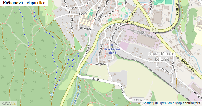 Kaštanová - mapa ulice