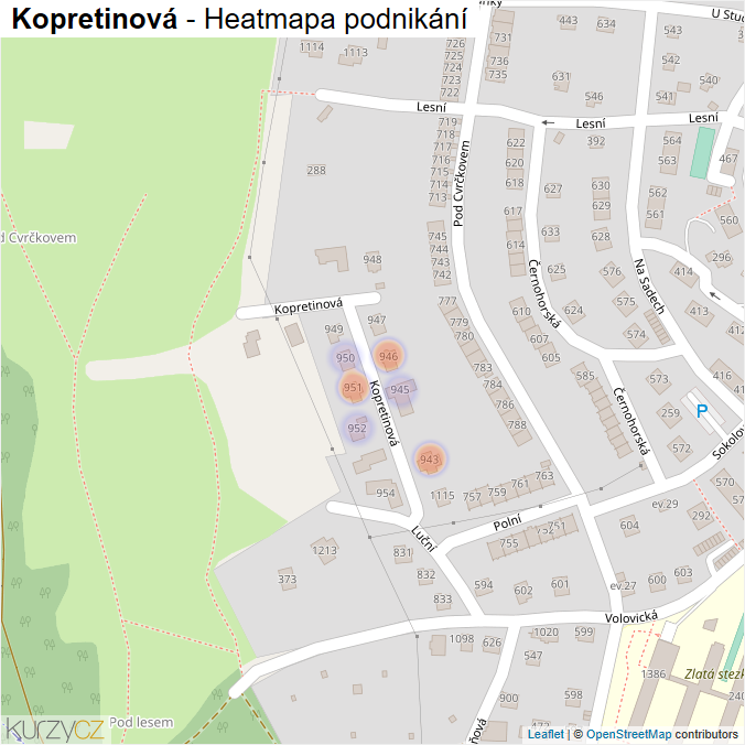Mapa Kopretinová - Firmy v ulici.