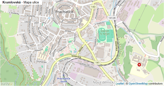 Krumlovská - mapa ulice