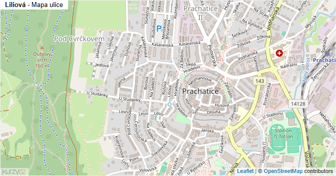 Liliová - mapa ulice