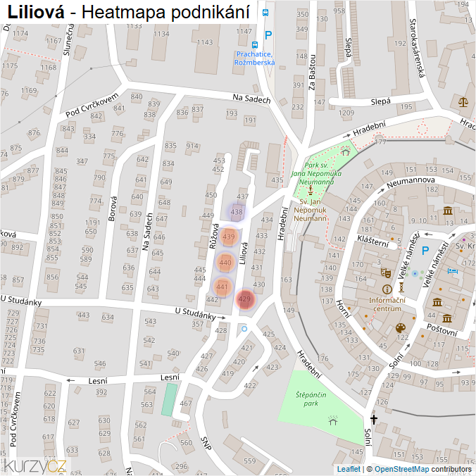 Mapa Liliová - Firmy v ulici.