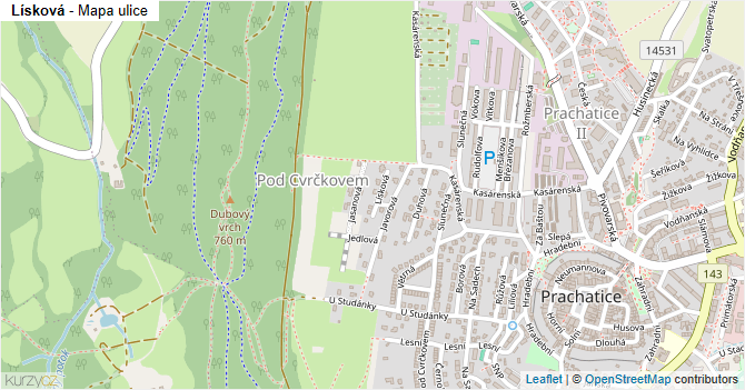 Lísková - mapa ulice