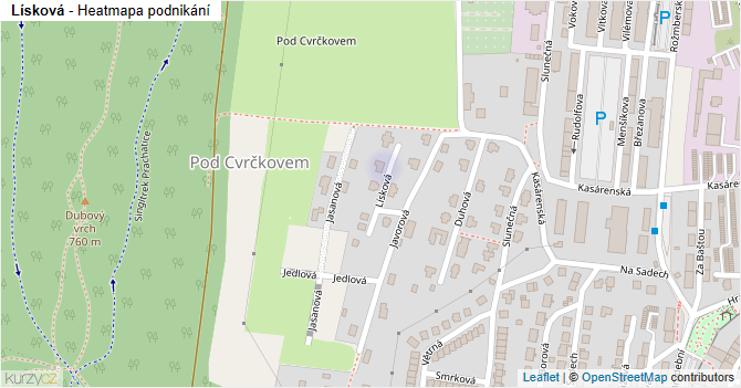 Lísková - mapa podnikání