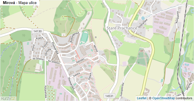 Mírová - mapa ulice