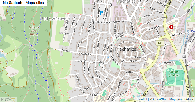 Na Sadech - mapa ulice