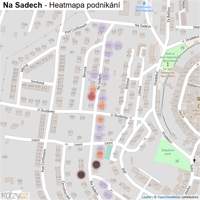 Mapa Na Sadech - Firmy v ulici.