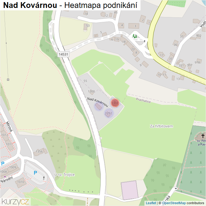 Mapa Nad Kovárnou - Firmy v ulici.