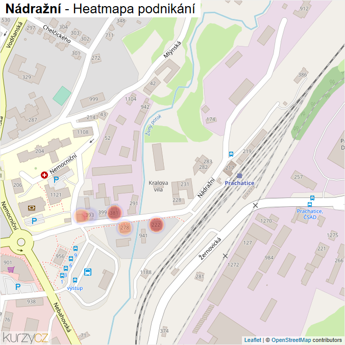 Mapa Nádražní - Firmy v ulici.