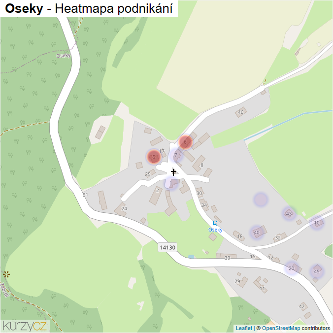 Mapa Oseky - Firmy v části obce.