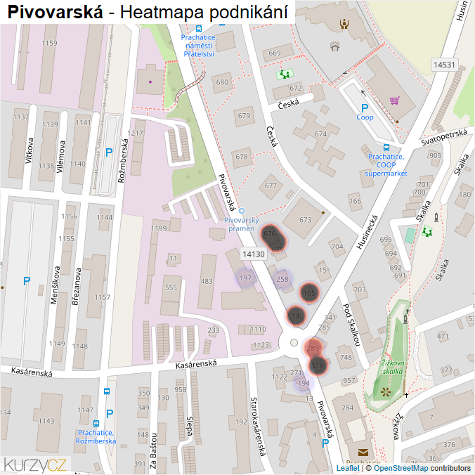 Mapa Pivovarská - Firmy v ulici.