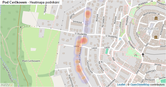Pod Cvrčkovem - mapa podnikání
