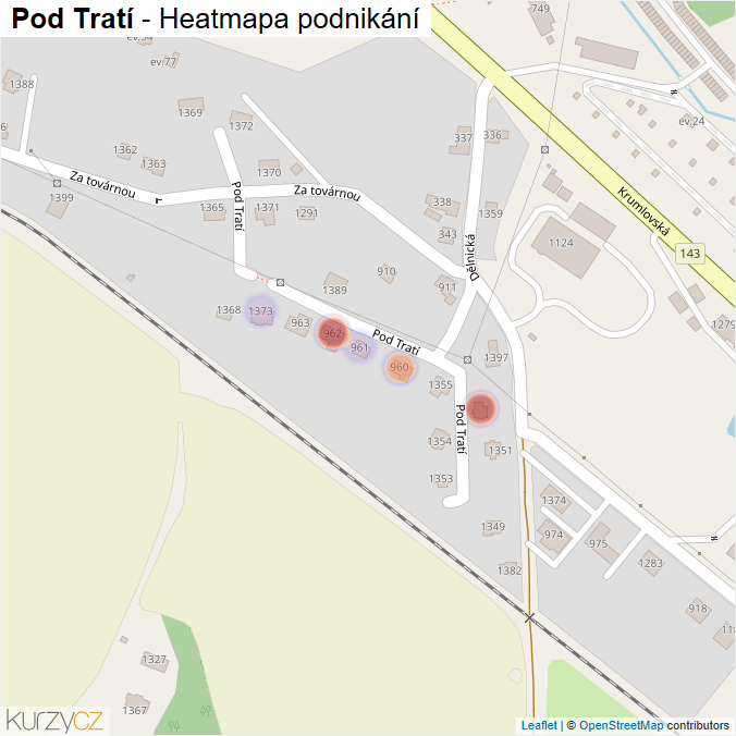 Mapa Pod Tratí - Firmy v ulici.