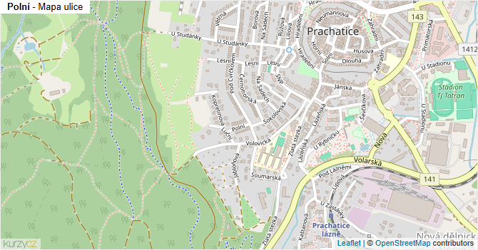 Polní - mapa ulice
