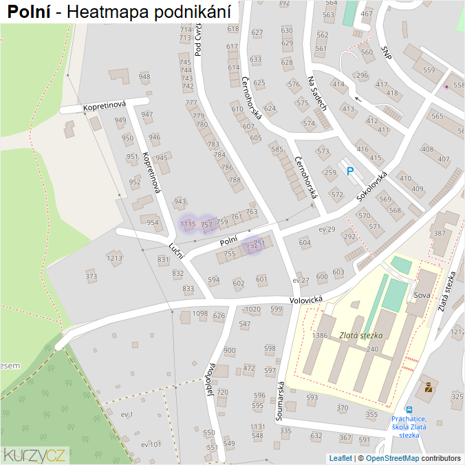Mapa Polní - Firmy v ulici.