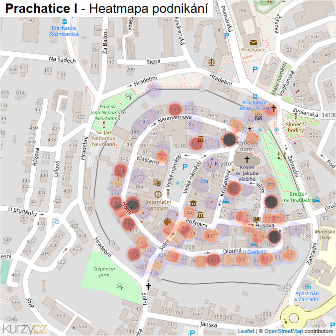 Mapa Prachatice I - Firmy v části obce.