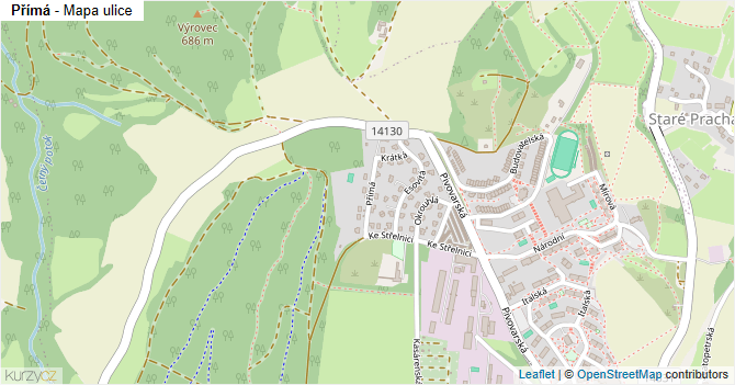 Přímá - mapa ulice
