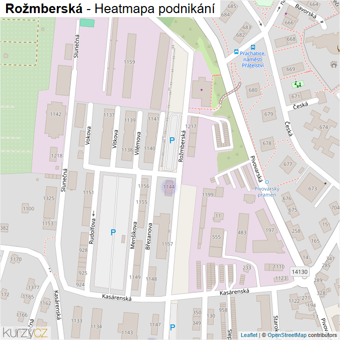 Mapa Rožmberská - Firmy v ulici.