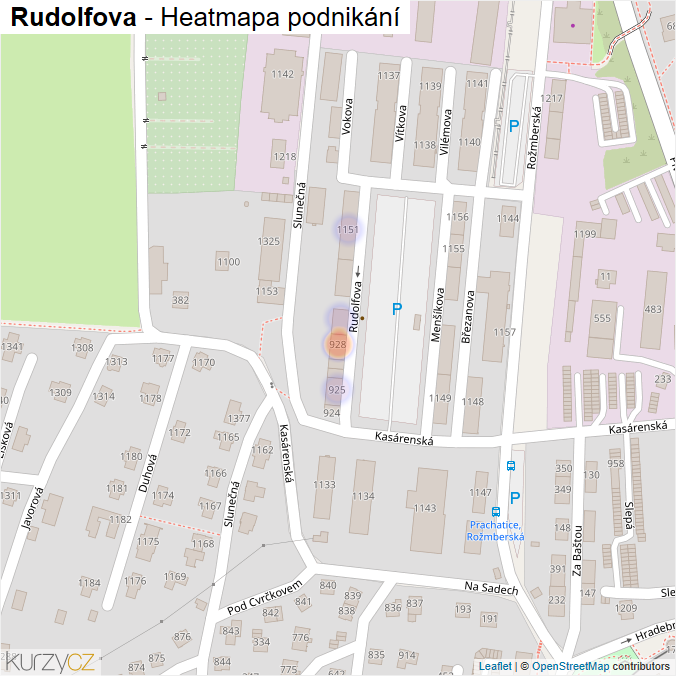 Mapa Rudolfova - Firmy v ulici.