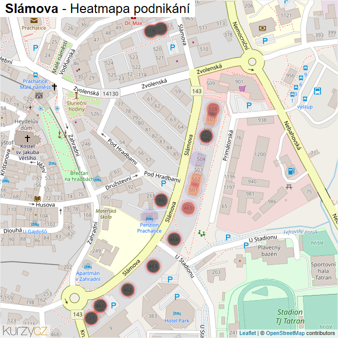 Mapa Slámova - Firmy v ulici.