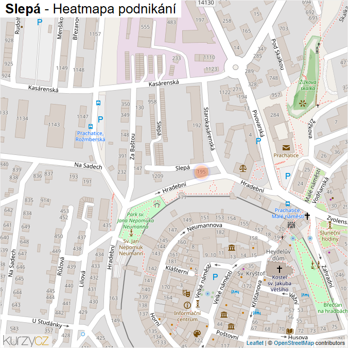 Mapa Slepá - Firmy v ulici.