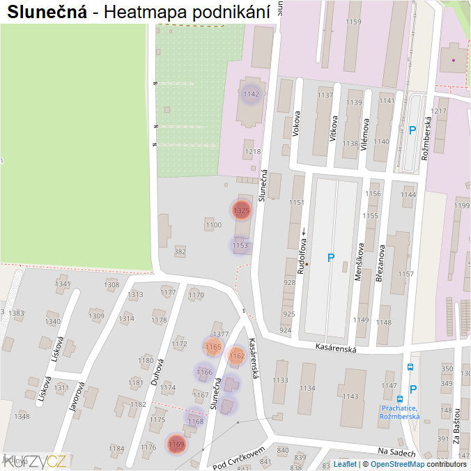 Mapa Slunečná - Firmy v ulici.