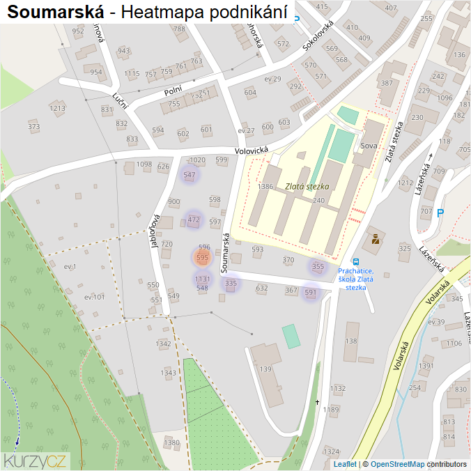 Mapa Soumarská - Firmy v ulici.