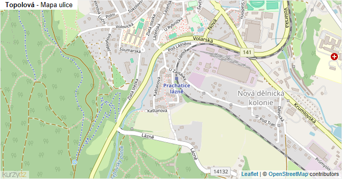 Topolová - mapa ulice