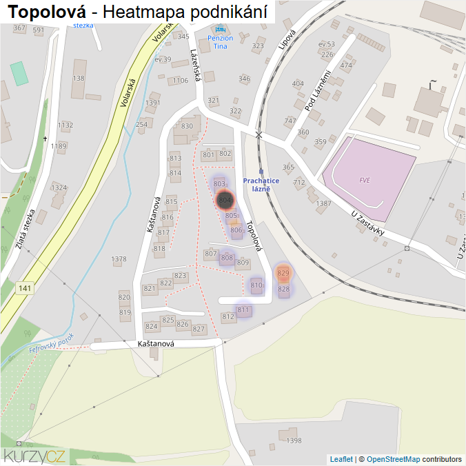 Mapa Topolová - Firmy v ulici.