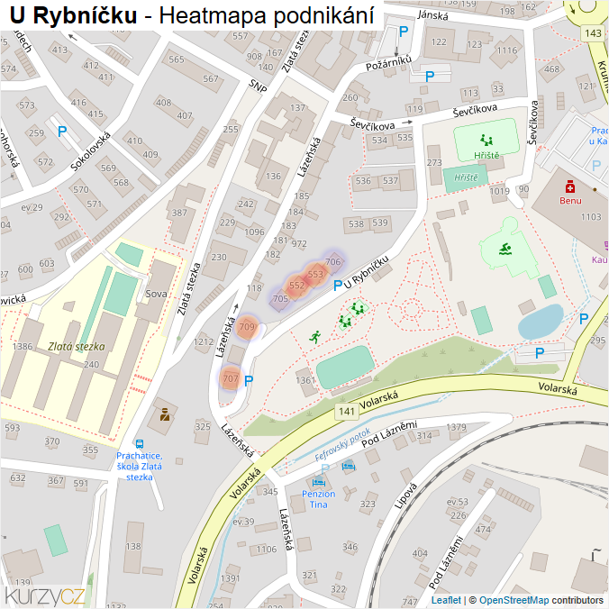 Mapa U Rybníčku - Firmy v ulici.