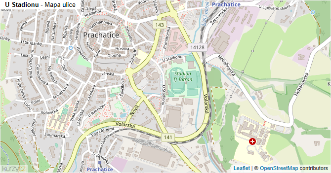 U Stadionu - mapa ulice