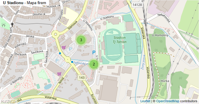 U Stadionu - mapa firem